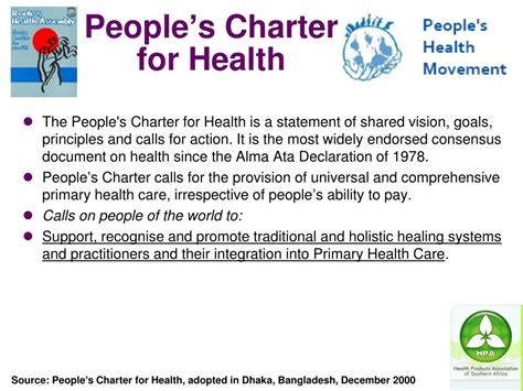 PEOPLE’S CHARTER FOR HEALTH.